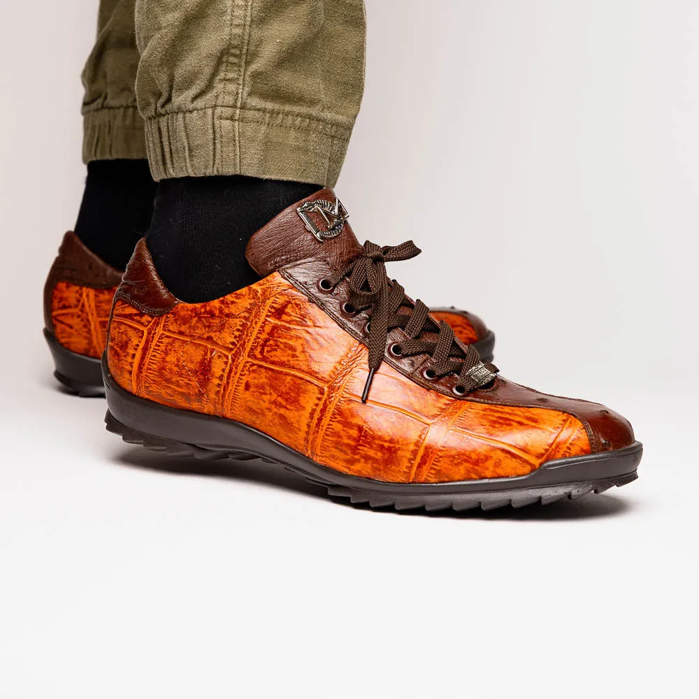 Marco Di Milano SAULO Alligator/Ostrich Brandy Fashion Sneakers