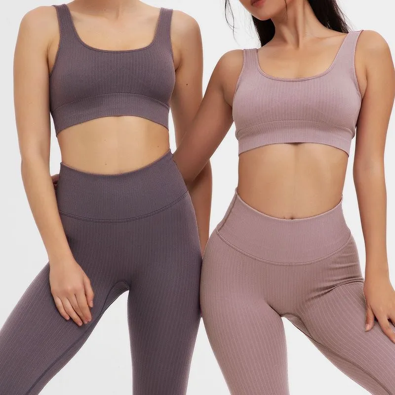 Matching Workout Gym Leggings and Crop Top Set