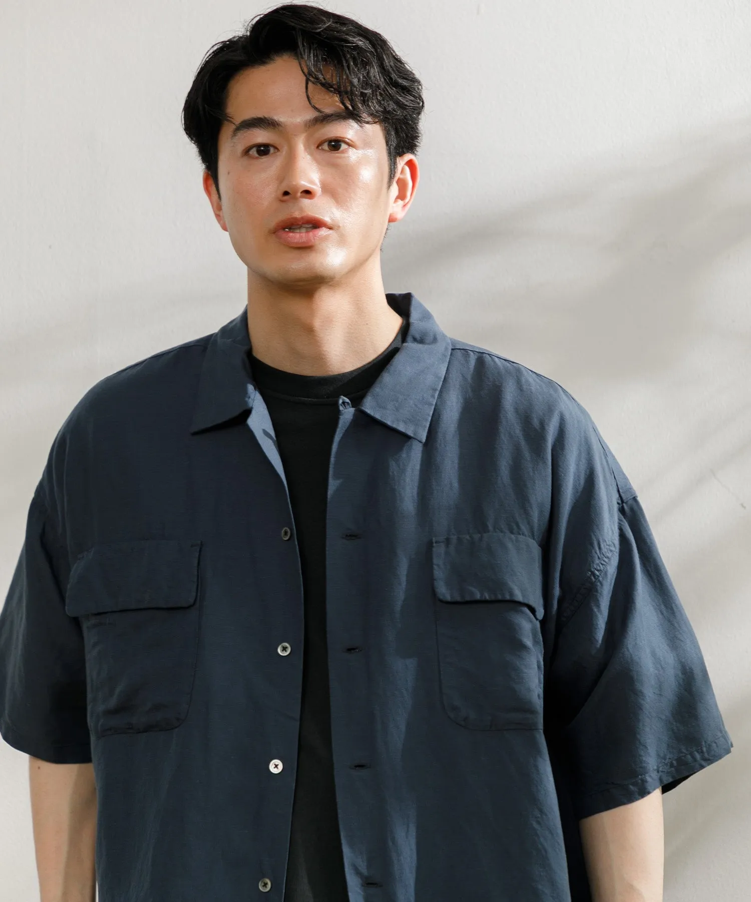 【MEN】nanamica Open Collar Cupra Hemp S/S Shirt