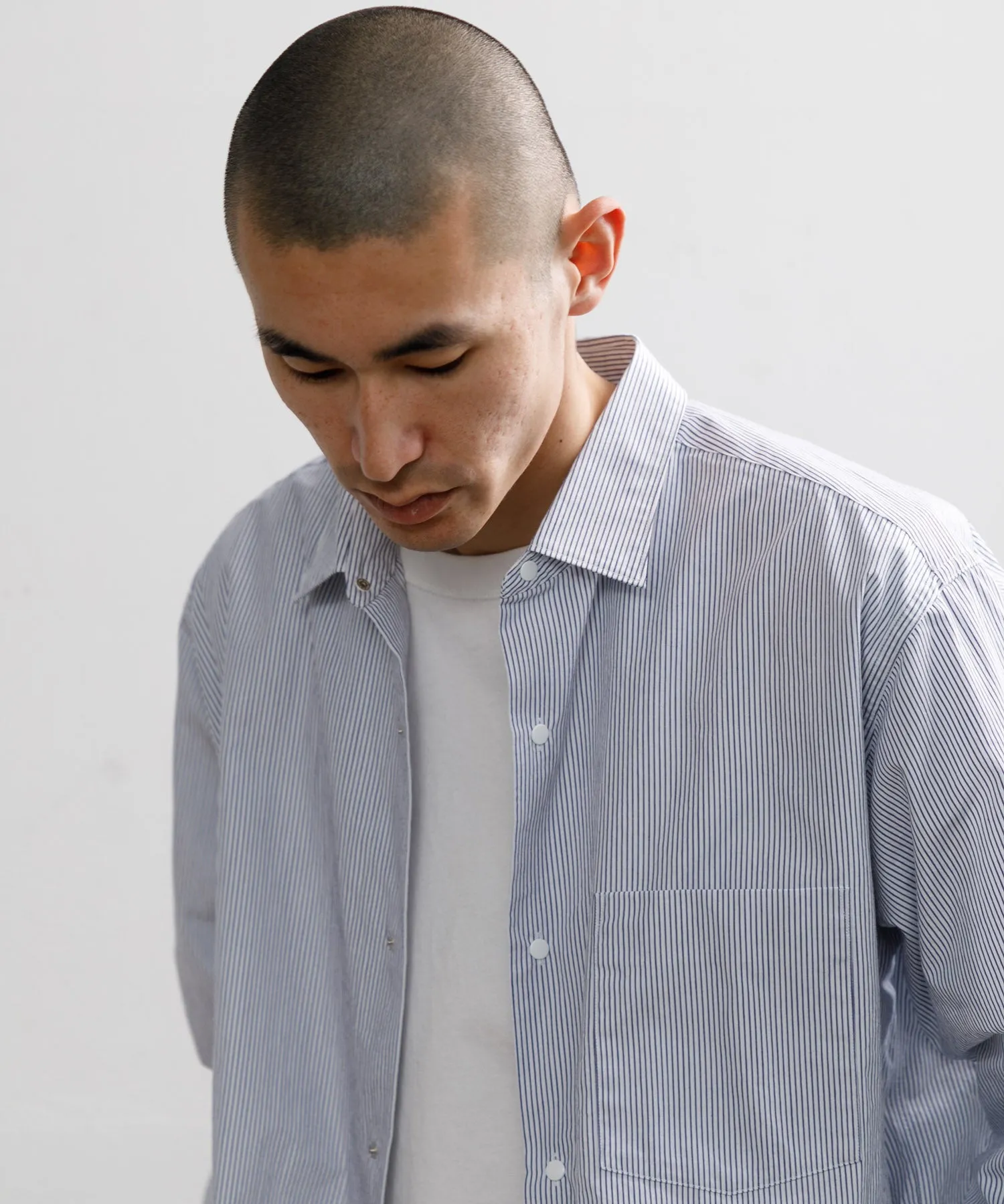 【MEN】nanamica Regular Collar Stripe Wind Shirt