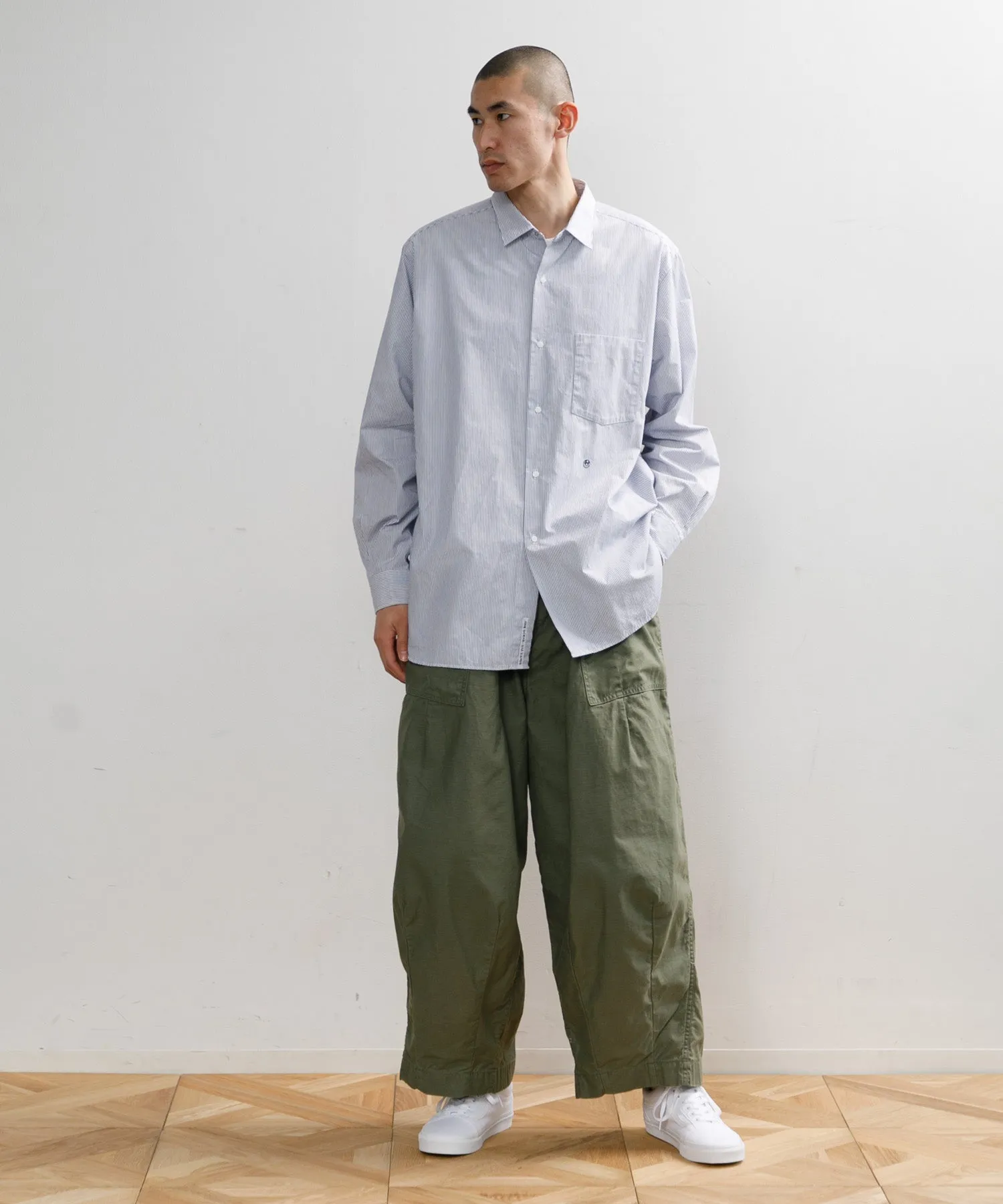 【MEN】nanamica Regular Collar Stripe Wind Shirt