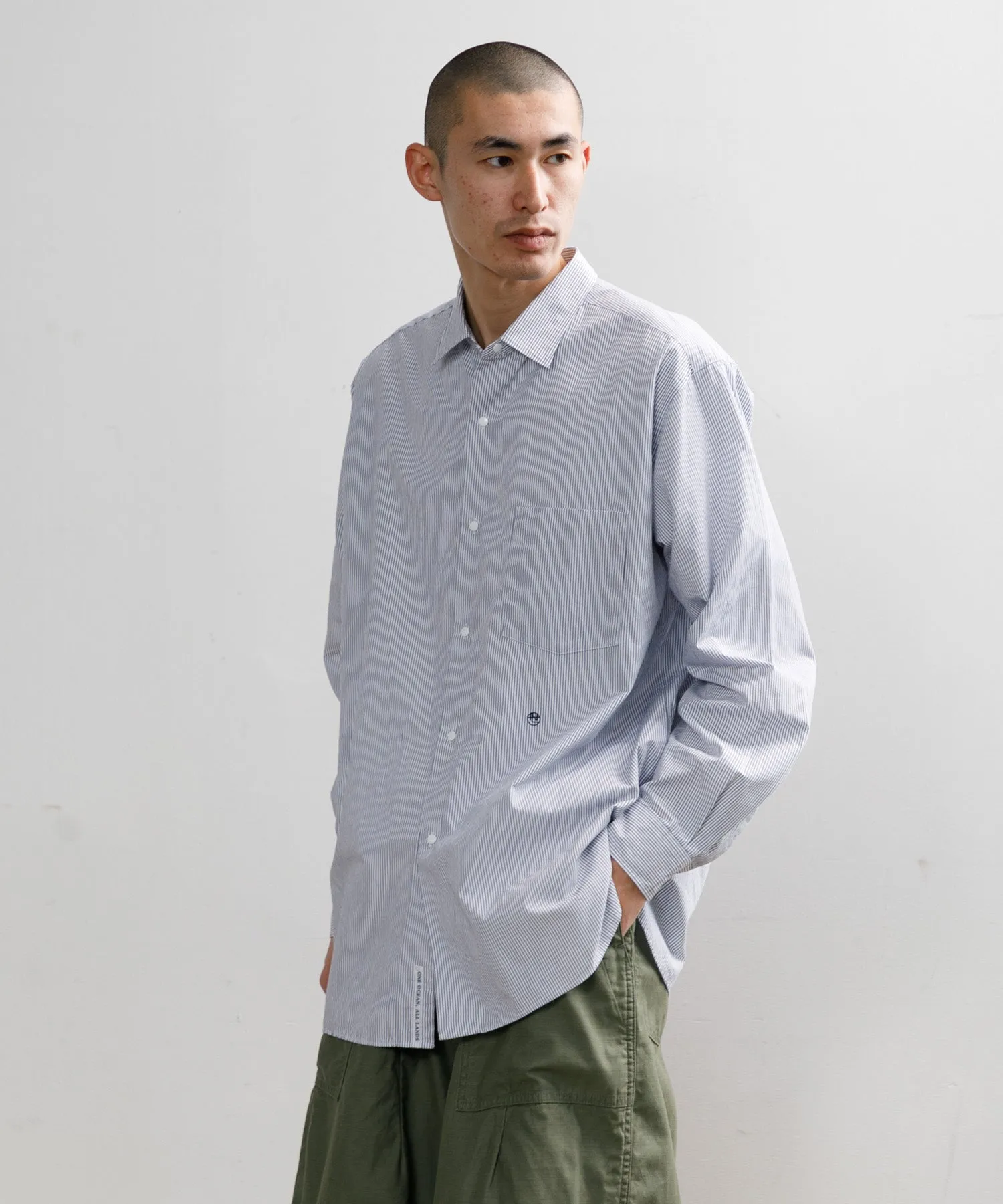 【MEN】nanamica Regular Collar Stripe Wind Shirt