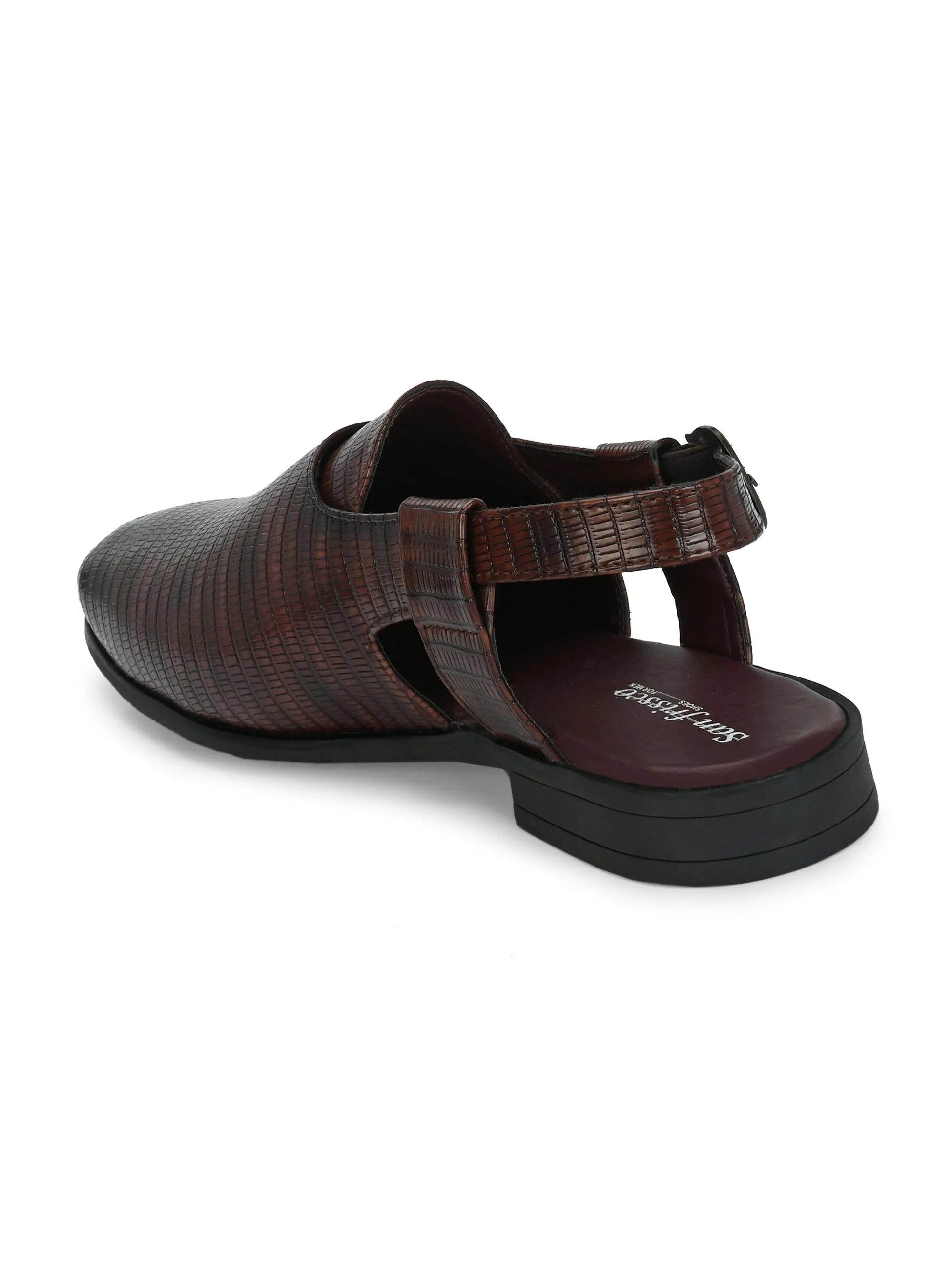 Musafir Brown Textured Sandals