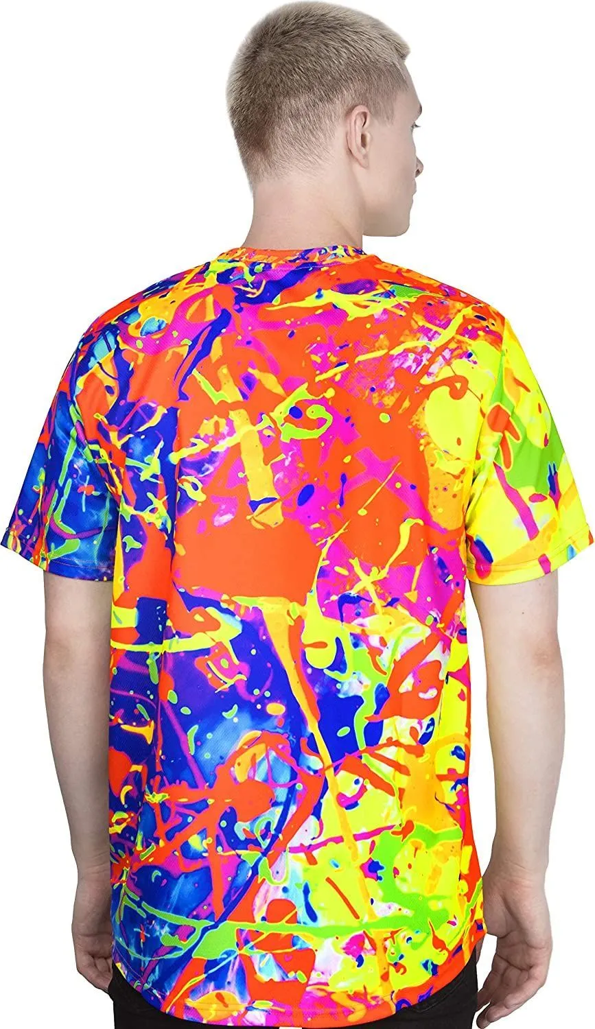 Neon Printed T-Shirt Glow in UV Fluorescent Your Rainbow