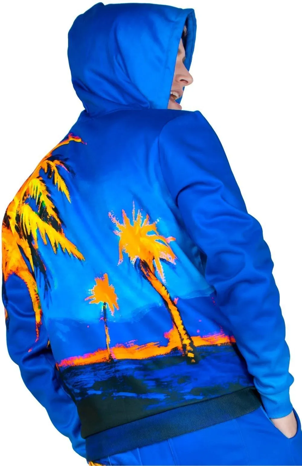 Neon Sweatshirt Glow in The Blacklight Hawaii Palms