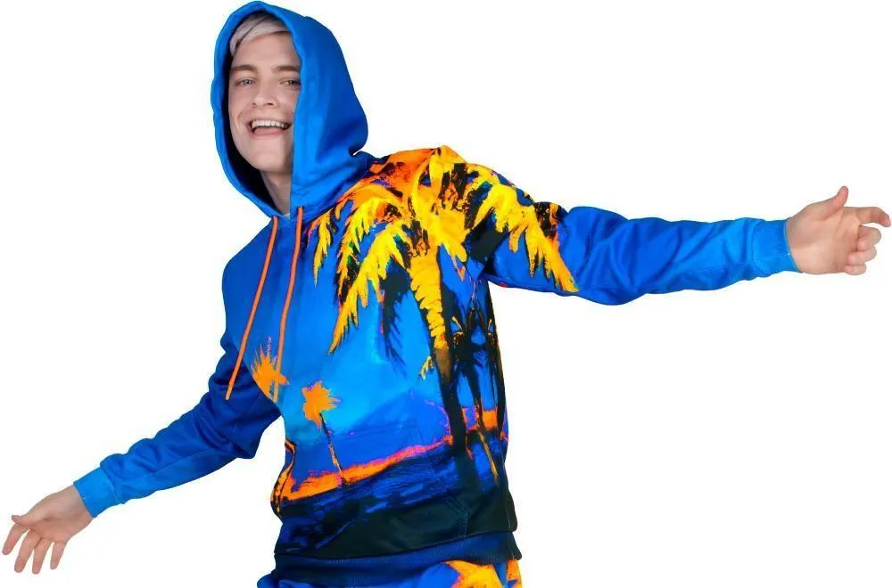 Neon Sweatshirt Glow in The Blacklight Hawaii Palms