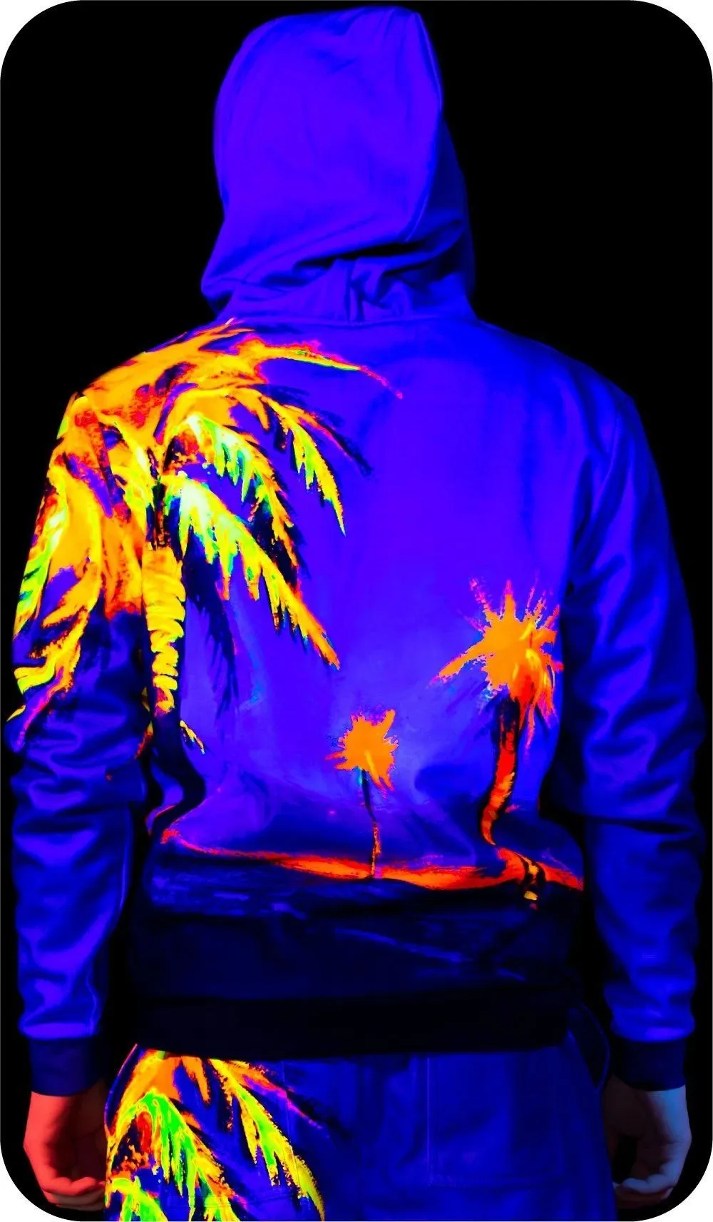 Neon Sweatshirt Glow in The Blacklight Hawaii Palms