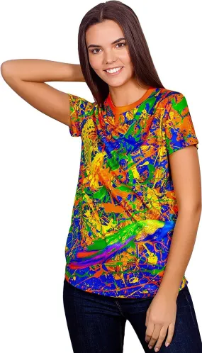 Neon Women Tshirt in UV Fluorescent Splash Flamingo