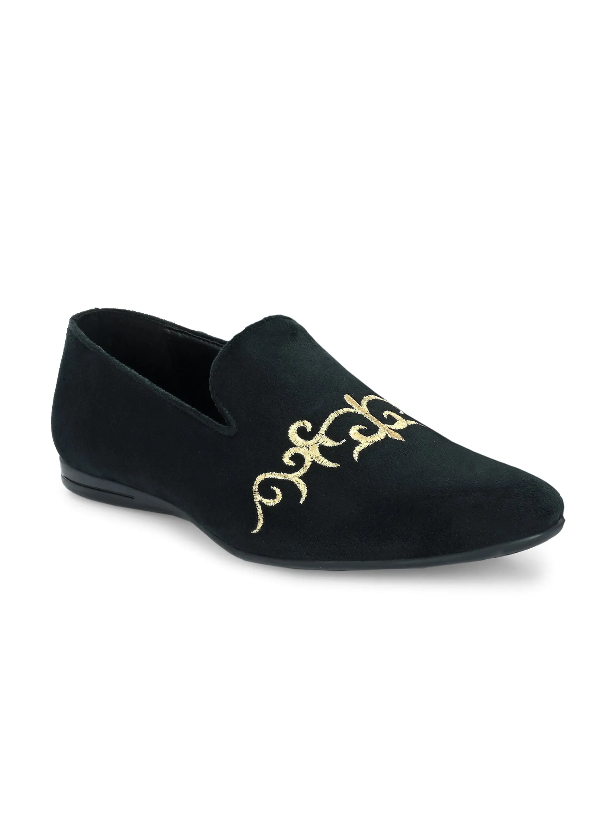 Palladio Black Embroidered Loafers