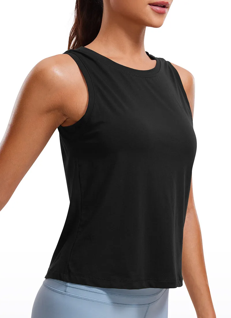 Pima Cotton Crop Tank Round Neck