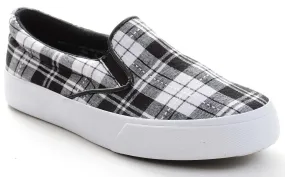 Plaid Black White Slip-on Boys Girls Skate Sneaker Kids Shoe