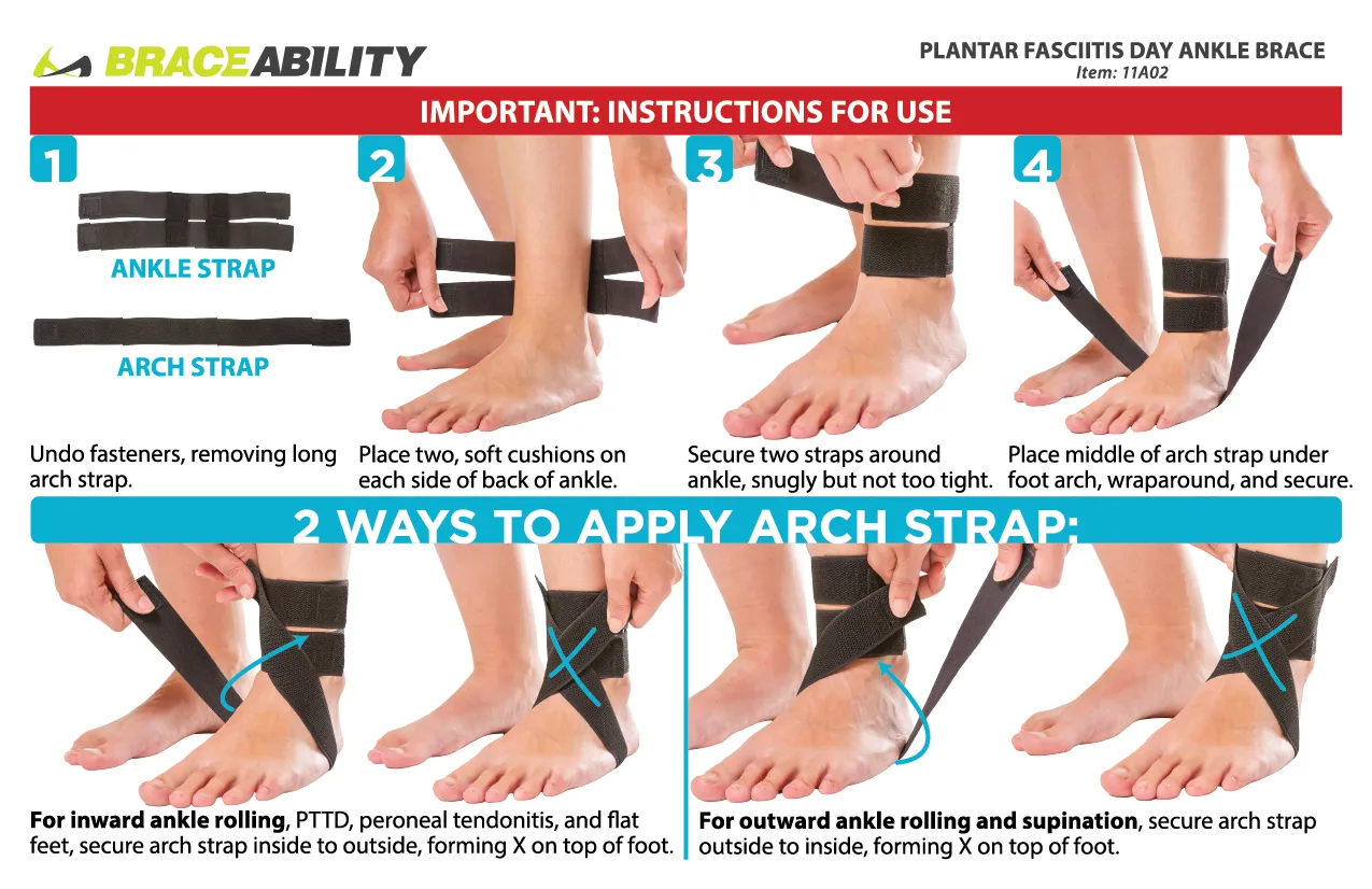 Plantar Fasciitis Day Ankle Brace | Daytime Splint Fits in Shoe for Peroneal & Achilles Tendonitis