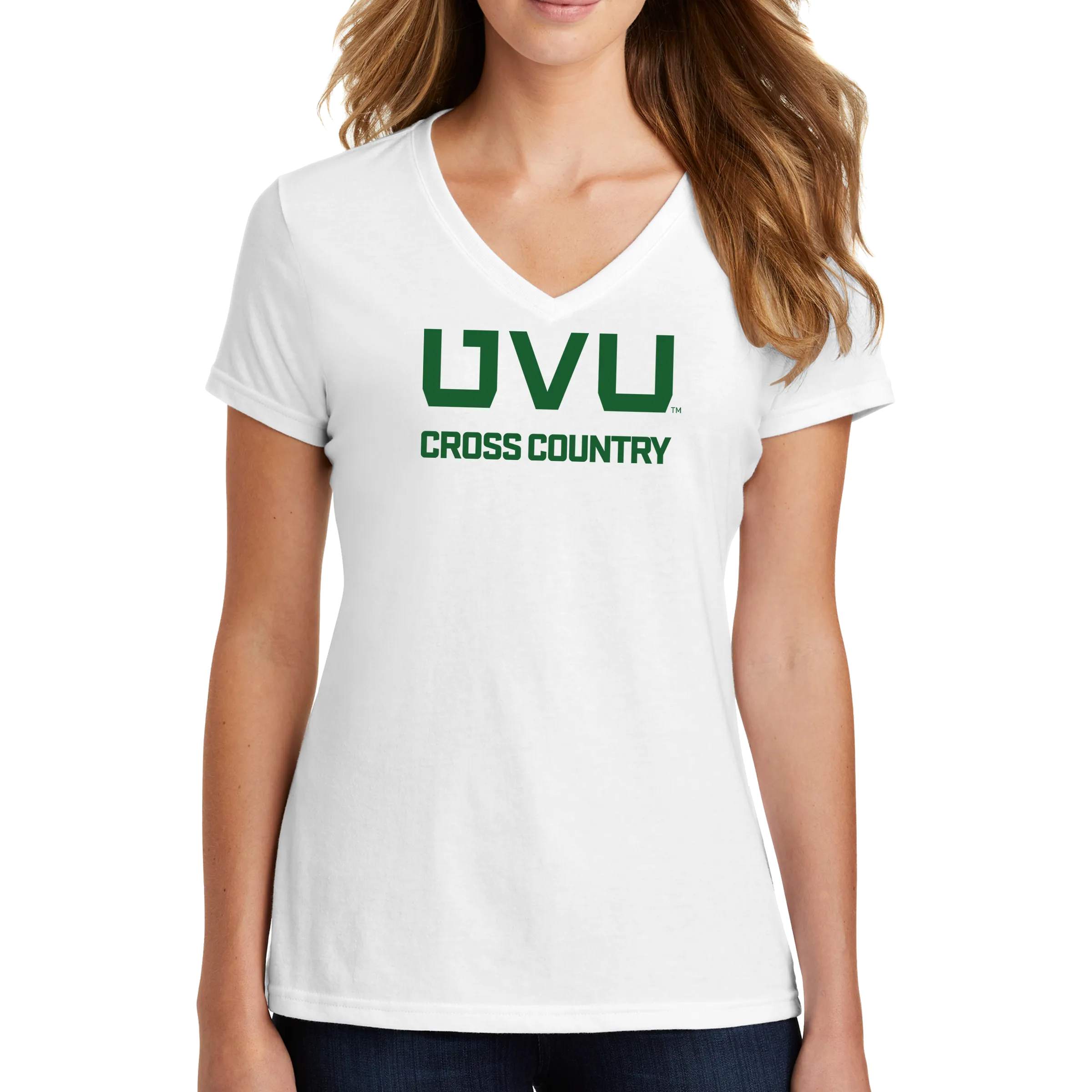 Port & Company Ladies Fan Favorite Blend V-Neck Tee- UVU Cross Country