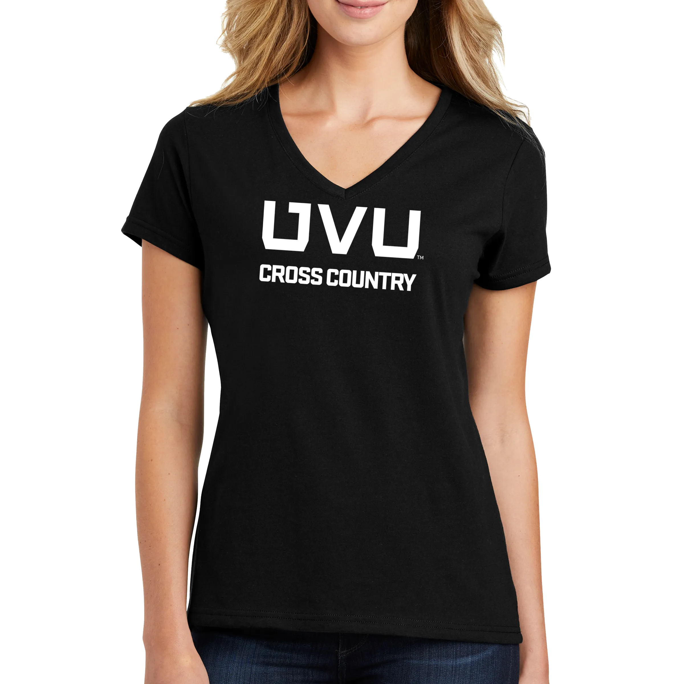 Port & Company Ladies Fan Favorite Blend V-Neck Tee- UVU Cross Country