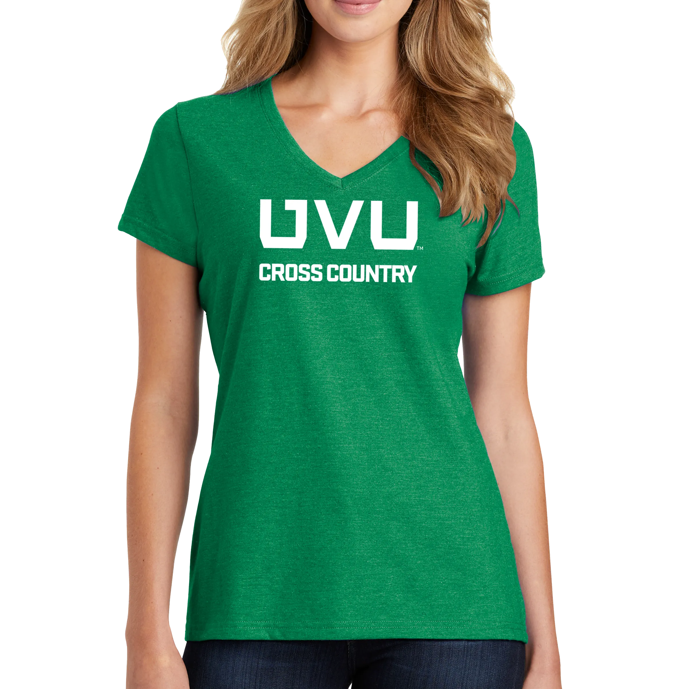 Port & Company Ladies Fan Favorite Blend V-Neck Tee- UVU Cross Country