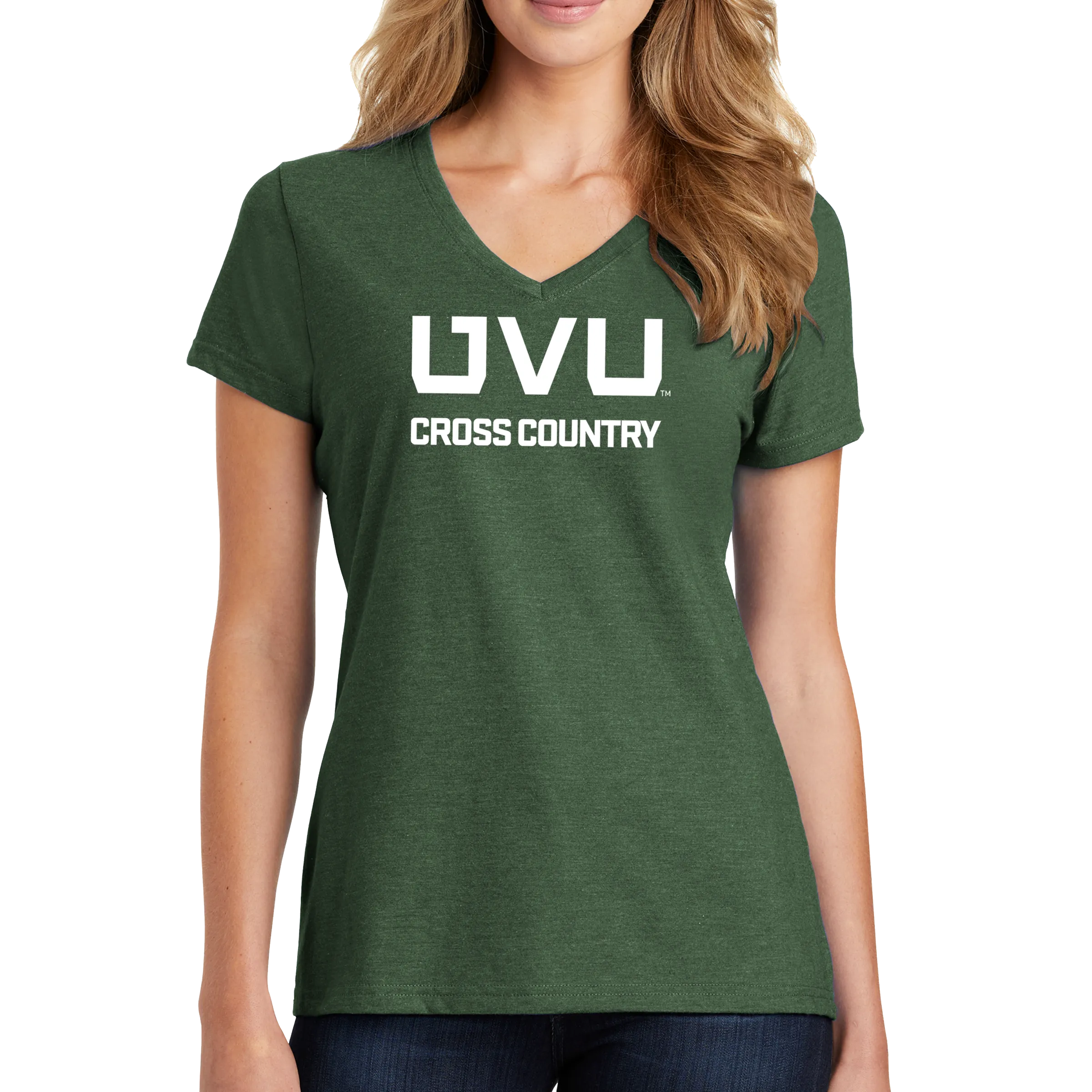 Port & Company Ladies Fan Favorite Blend V-Neck Tee- UVU Cross Country