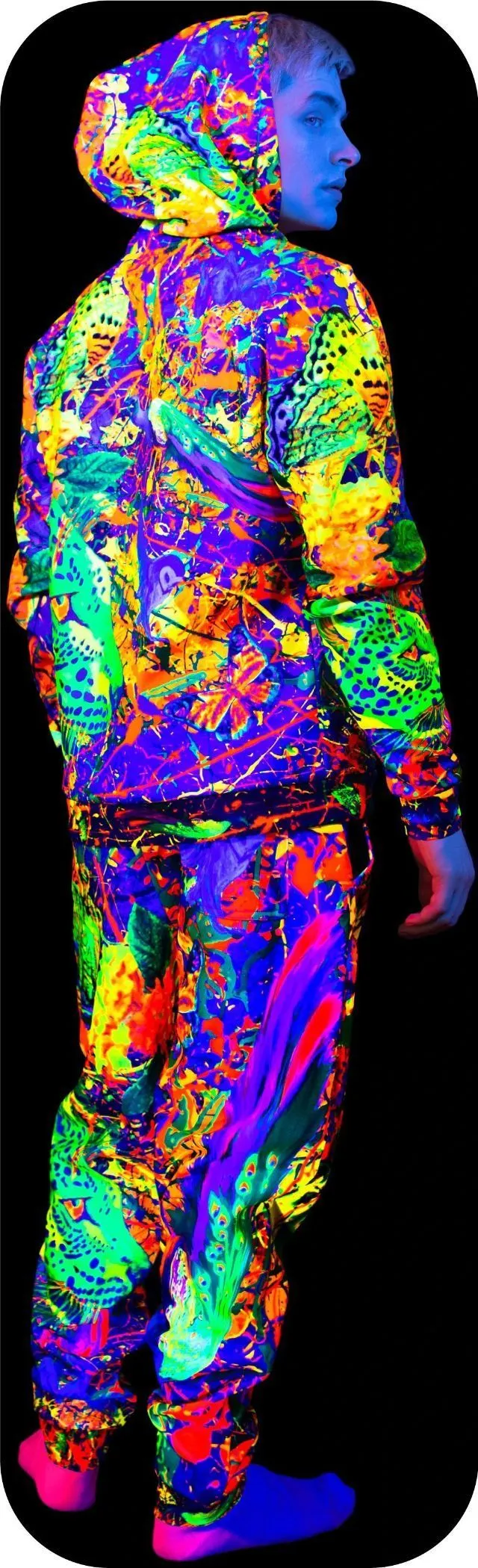 Print Sweatshirt UV Fluorescent Blacklight Splash Flamingo