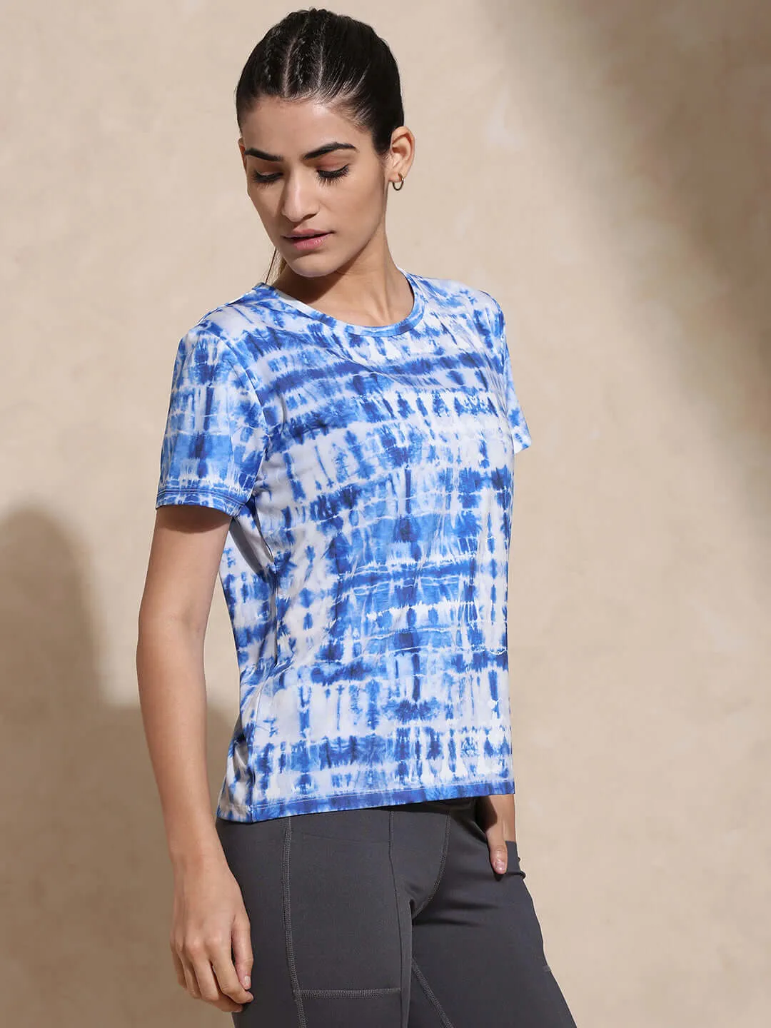 Shibori Wicking Tee Indigo