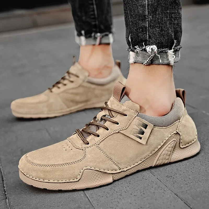 Xituodai  Tenis Suede Leather Outdoor Men's Casual Shoes Lace-Up Treking Footwear Mens Leisure Walk Sneakers for Male Breathable Men Shoes