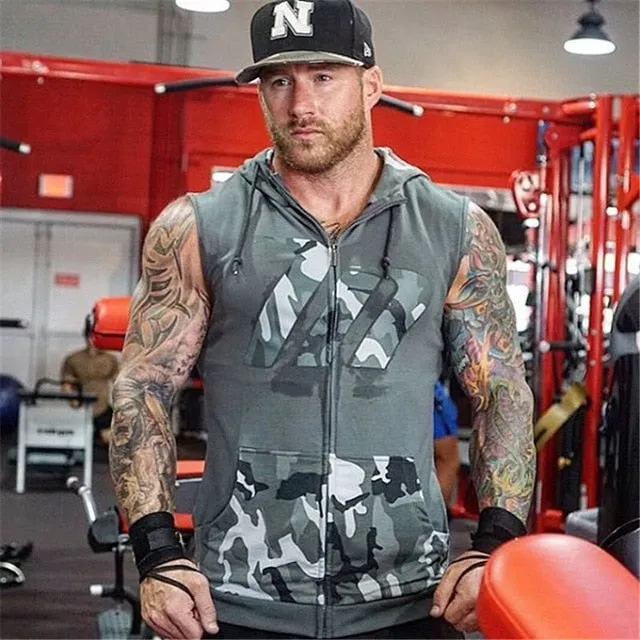 YEMEKE Hoodie sleeveless Patchwork Mens Fitness Casual Pullover Sweatshirts Streetwear 2018 Spring Winter Hoodie