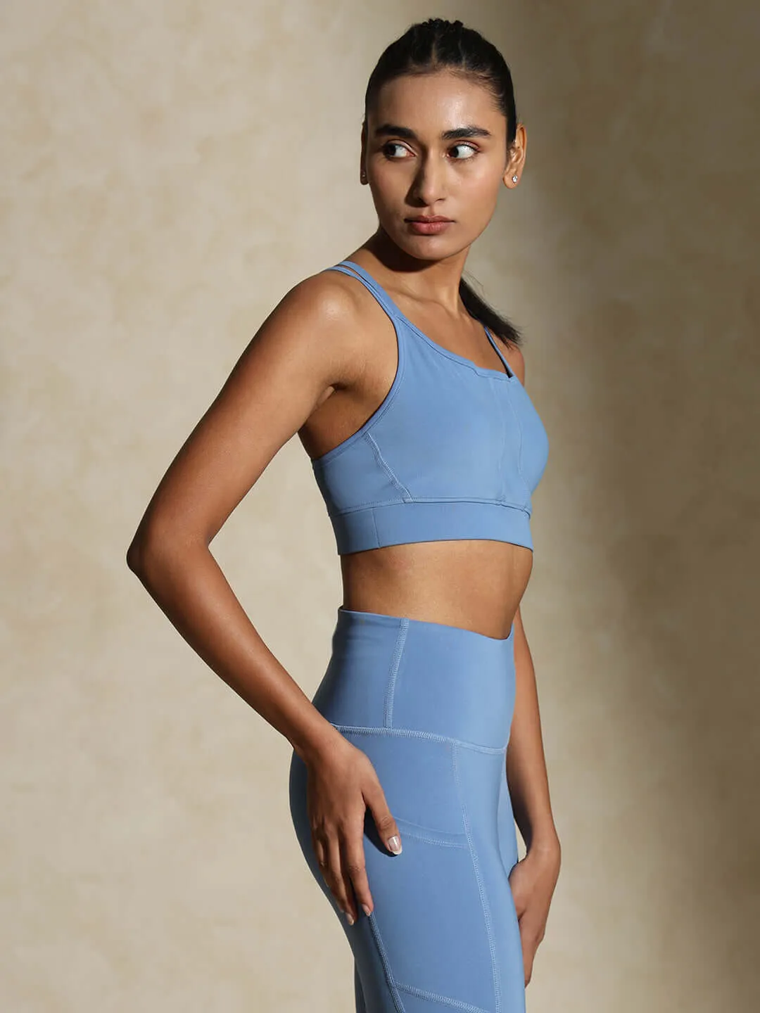 Yoga Strap Back Bra Cerulean