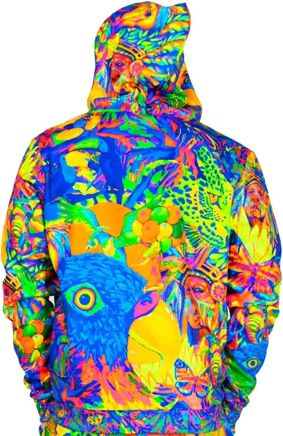 Zip Hoodie UV Fluorescent Neon Blacklight Leopard Africa