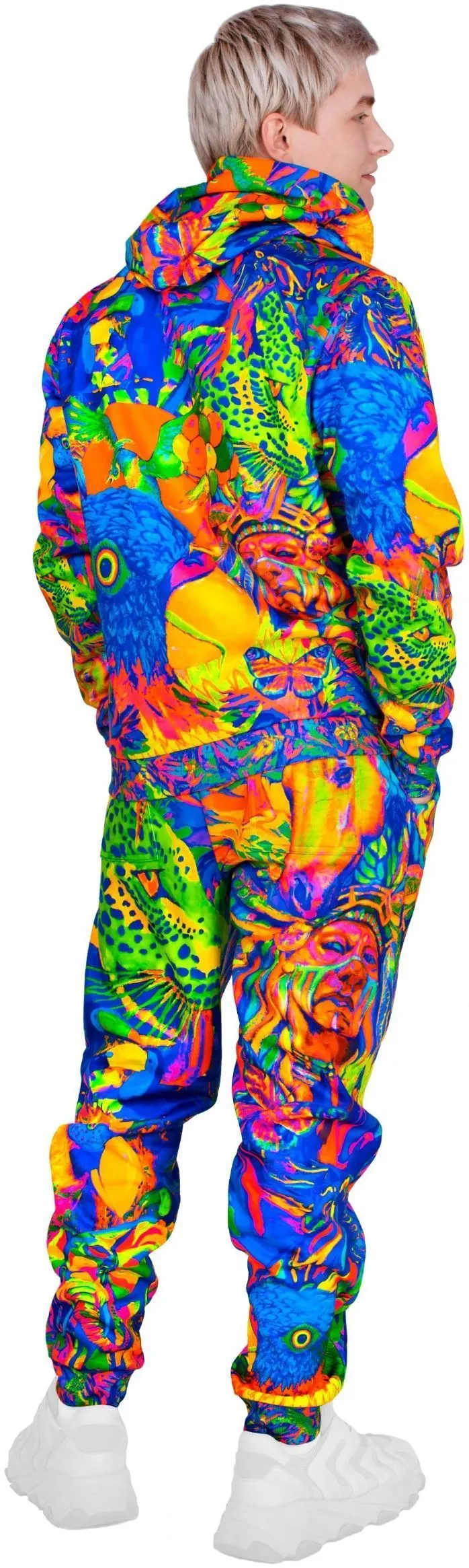 Zip Hoodie UV Fluorescent Neon Blacklight Leopard Africa